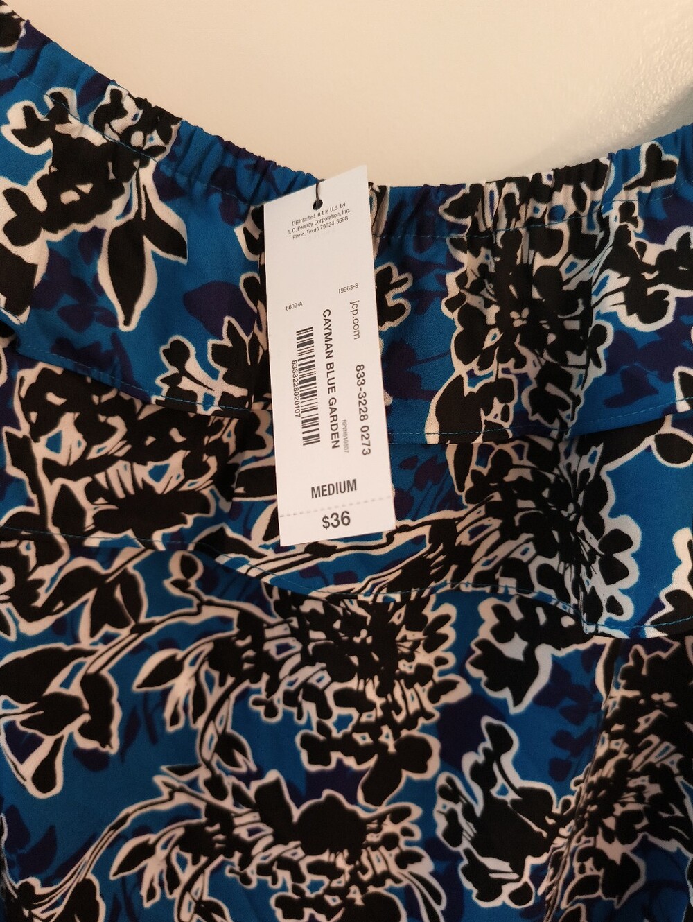 Worthington - Cayman Blue Garden Floral Top- Blue, White & Black